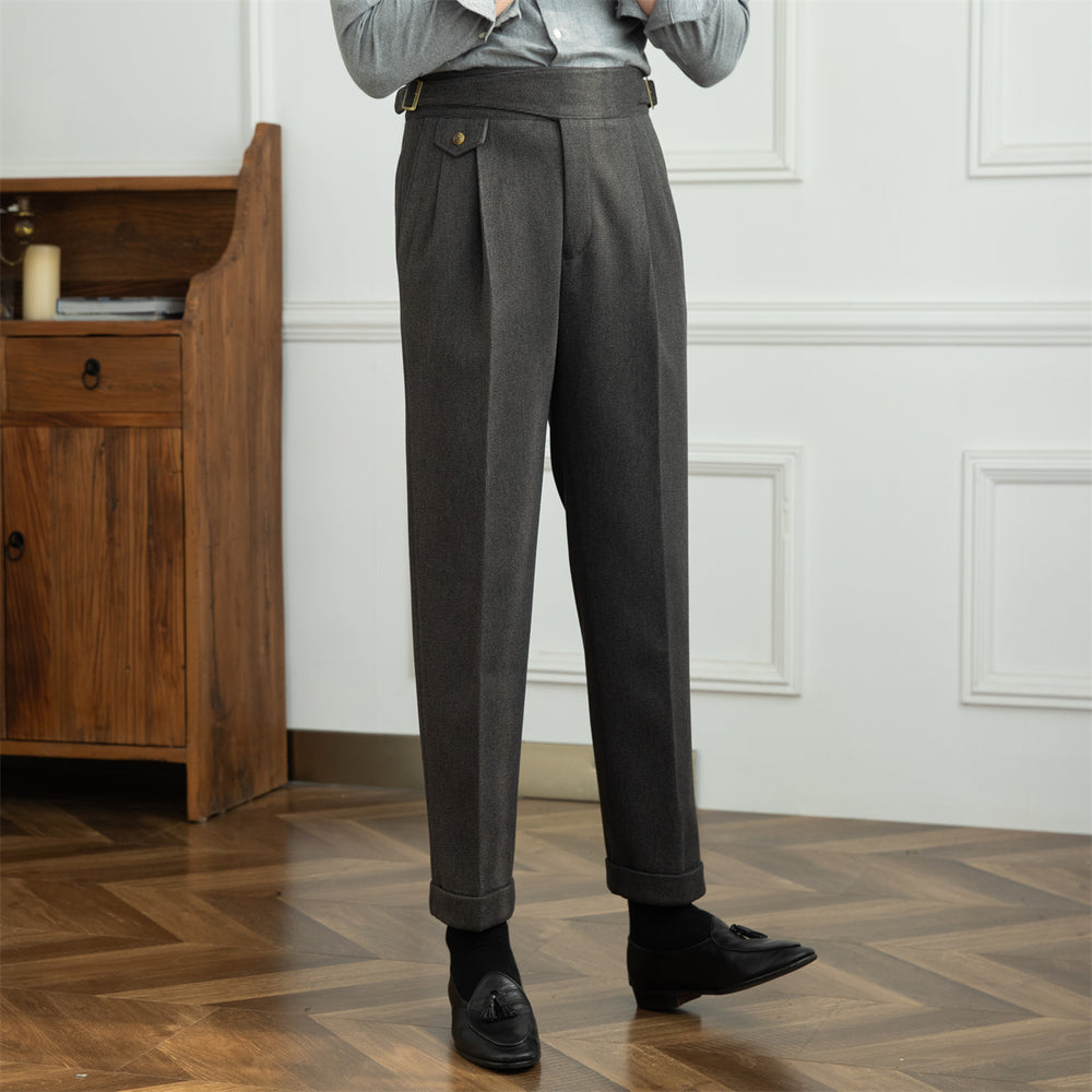 Rochester Pleated Textured Gurkha Trousers