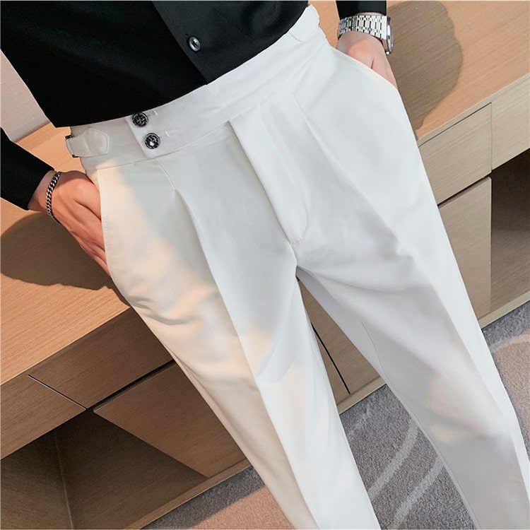 Itlian Double button gurkha pant white