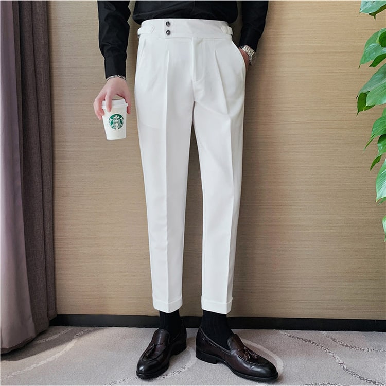 Itlian Double button gurkha pant white