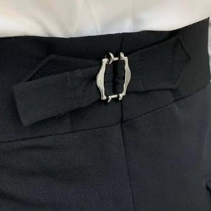italian double buckle gurkha pant - black -by vdeshitrends
