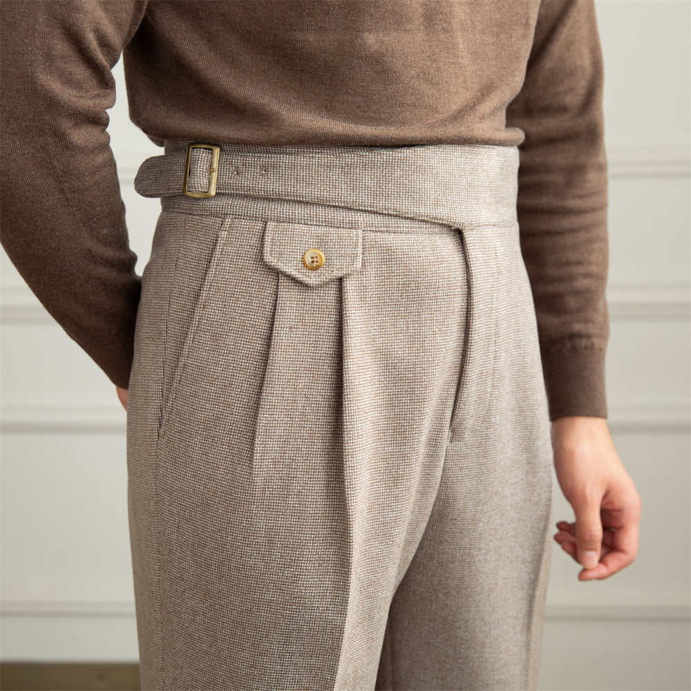 Rochester Pleated Textured Gurkha Trousers
