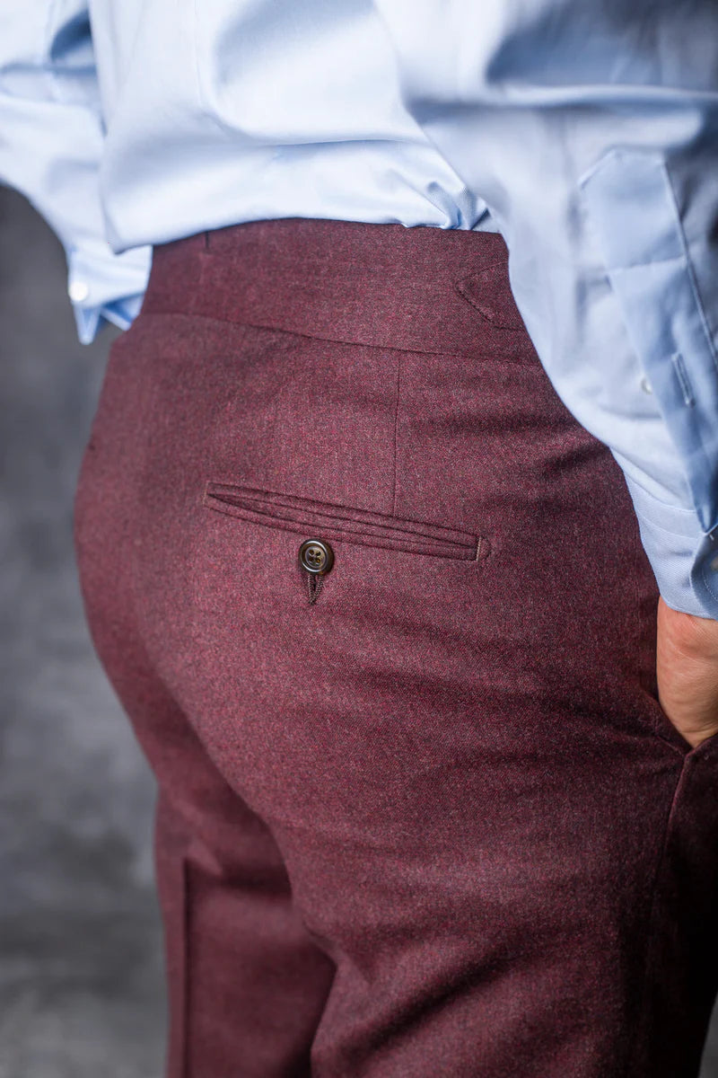 Italian Bordeaux Flannel Trousers gurkha pant