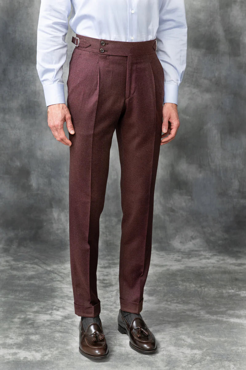 Italian Bordeaux Flannel Trousers gurkha pant