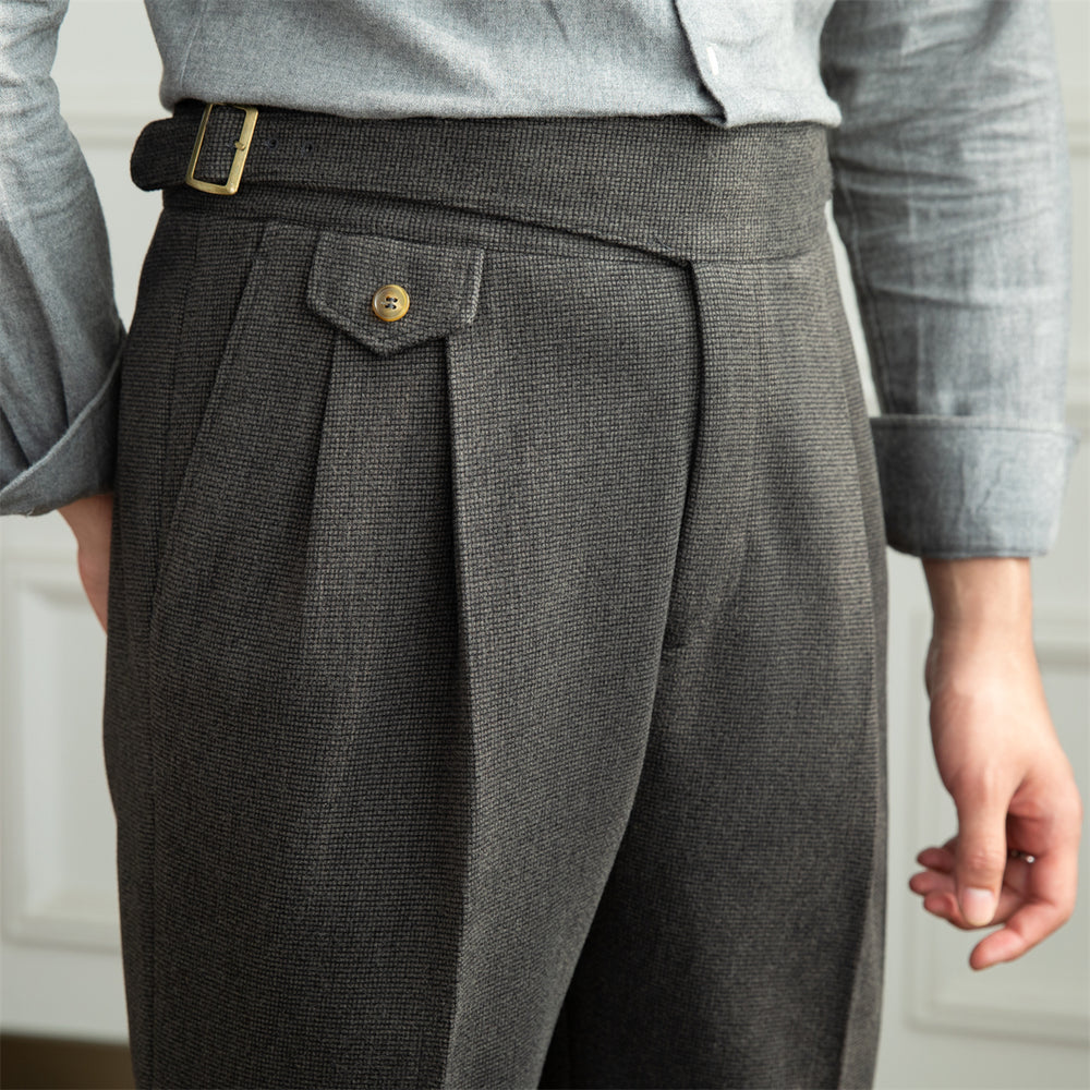 Rochester Pleated Textured Gurkha Trousers