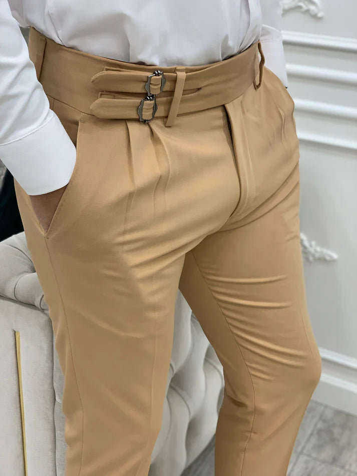 Italian Double Buckle Gurkha Pants –Camel