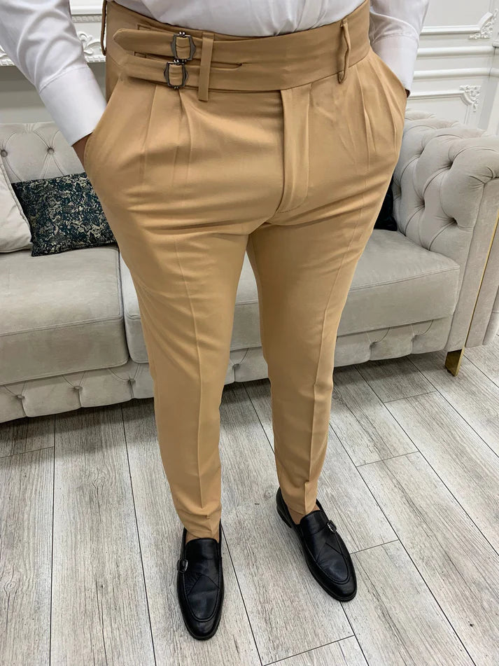 Italian Double Buckle Gurkha Pants –Camel