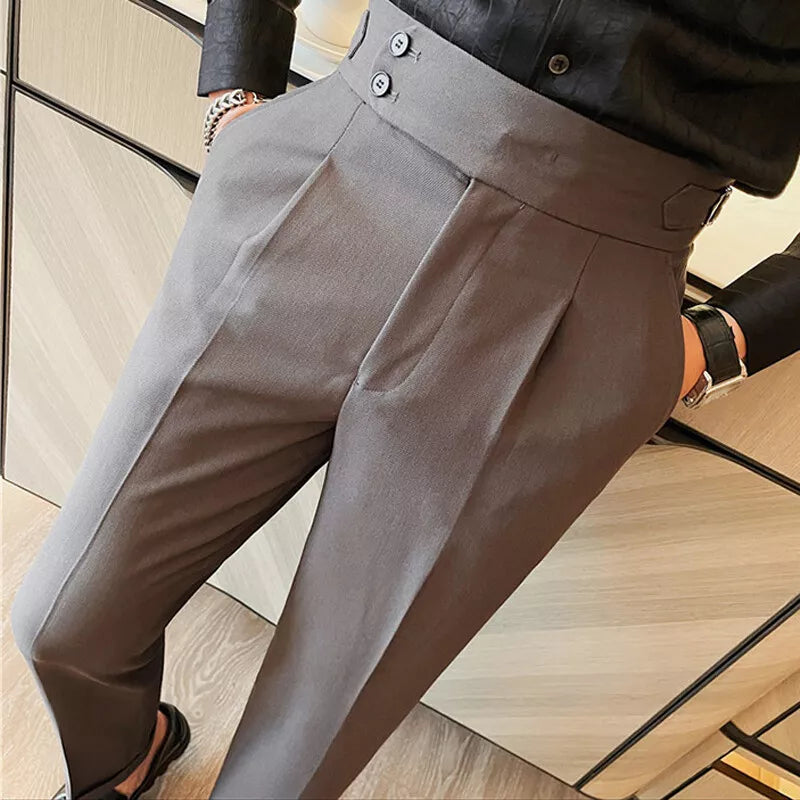 Italian Style Double Button Gurkha Pant Gray