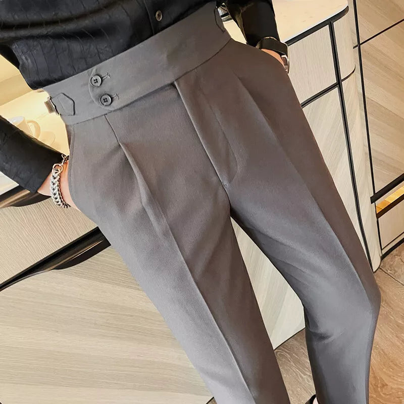 Italian Style Double Button Gurkha Pant Gray