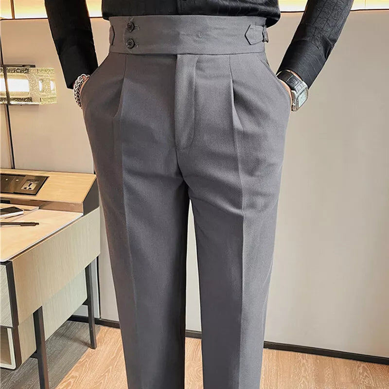 Italian Style Double Button Gurkha Pant Gray