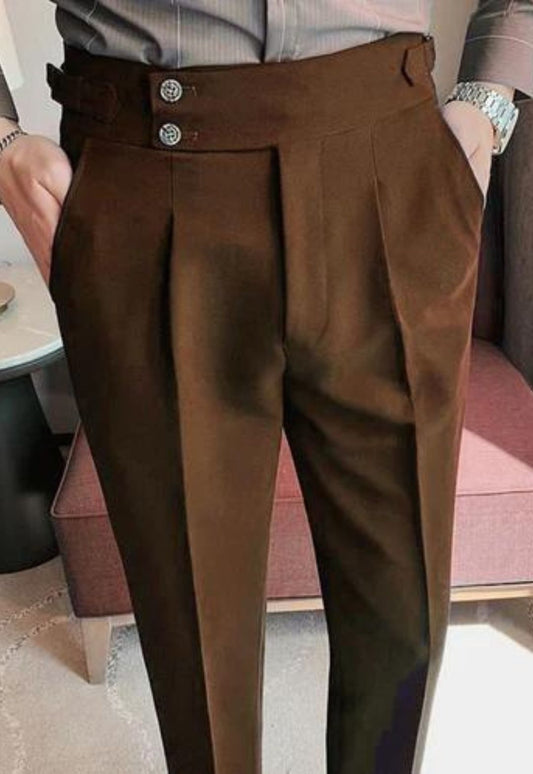 Italian Double Button Gurkha Pants – Brown