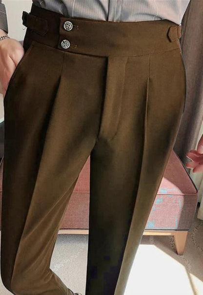 Italian Double Button Gurkha Pants – Brown