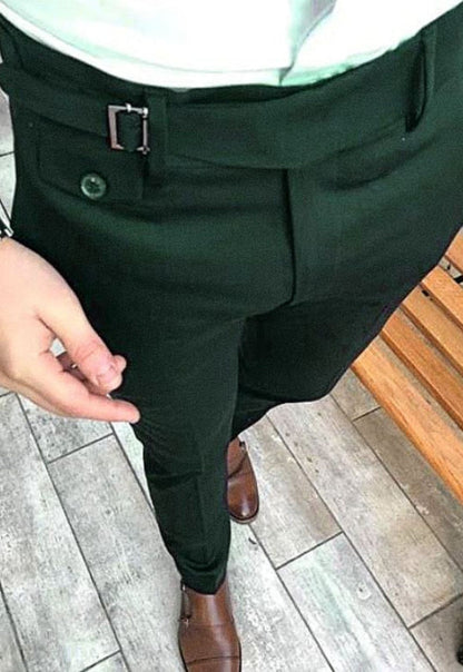 Italian Single Buckle Gurkha Pants – Bottle Green