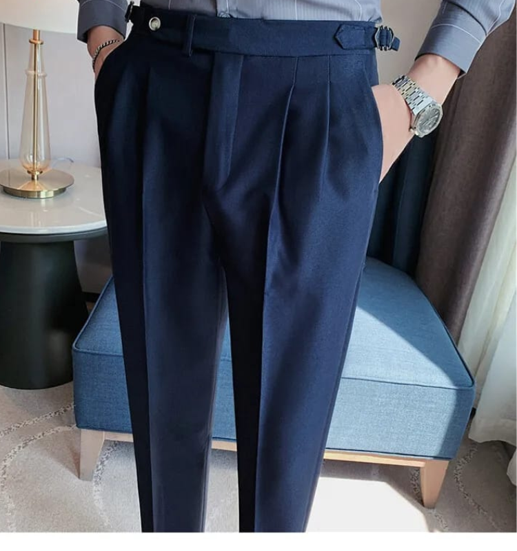 Italian Style Gurkh Pant -Single Button Navy Blue