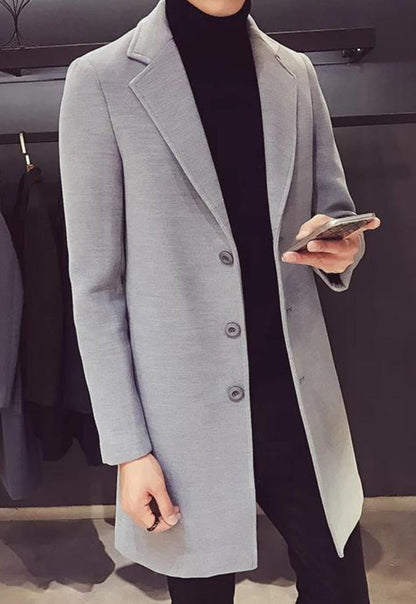 Wool And Blend Button Trench Coat – Gray