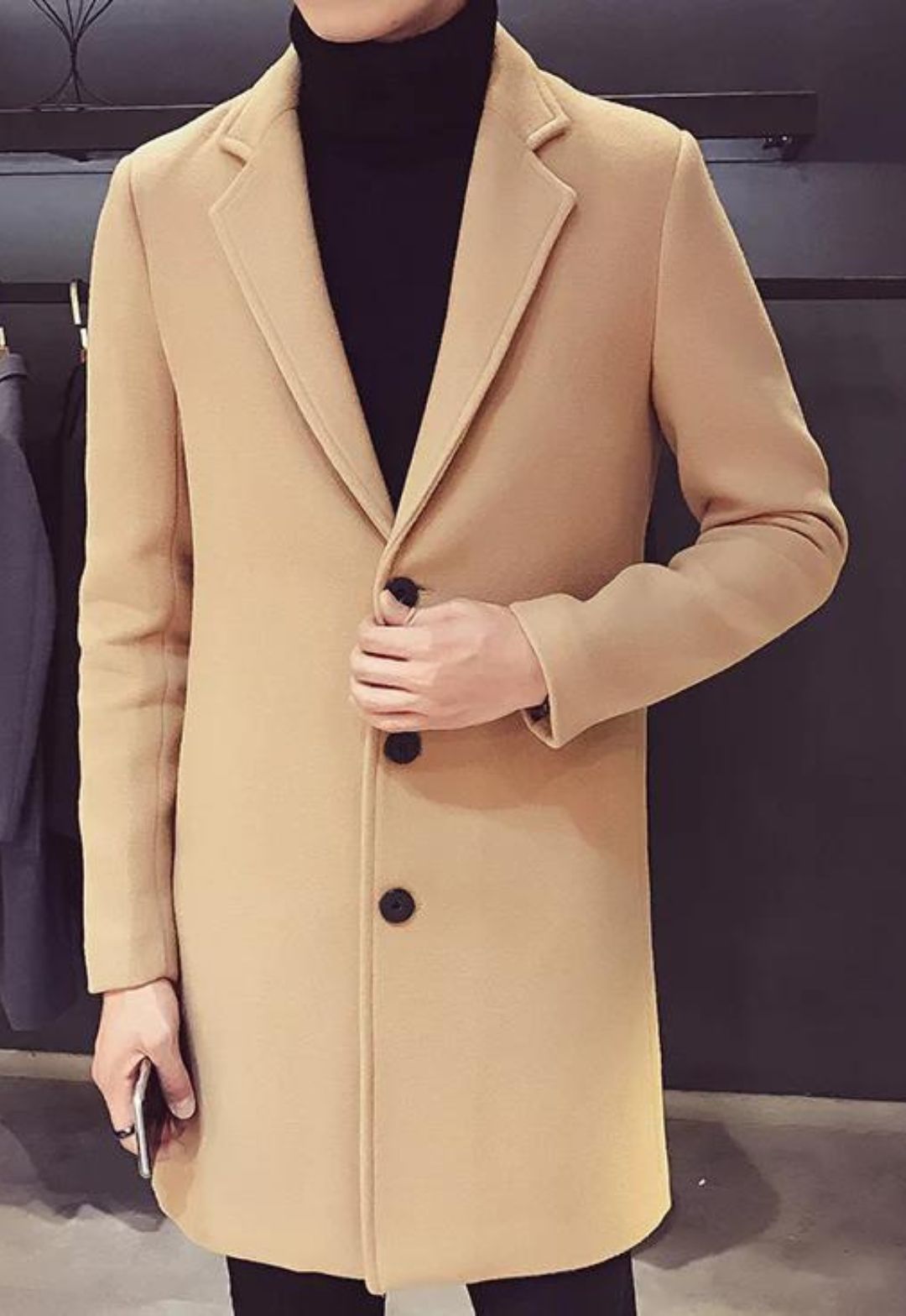 Wool And Blend Button Trench Coat – Khaki