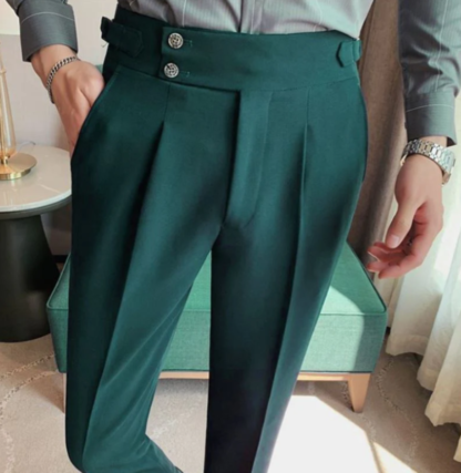 Italian Double Button Gurkha Pants –Bottle Green