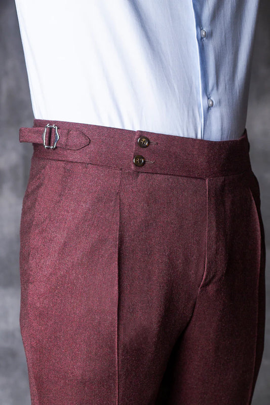 Italian Bordeaux Flannel Trousers gurkha pant