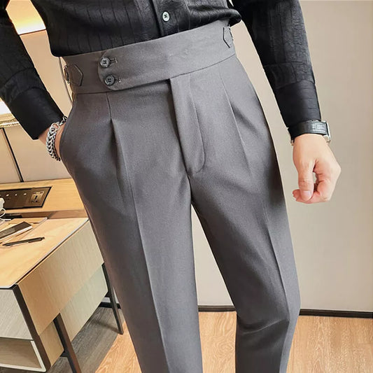 Italian Style Double Button Gurkha Pant Gray